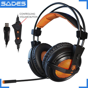 SADES A6 USB 7.1 Stereo Wired Gaming Headphones Game